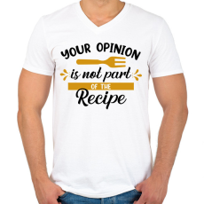 PRINTFASHION A véleményed nem része a receptnek - Férfi V-nyakú póló - Fehér
