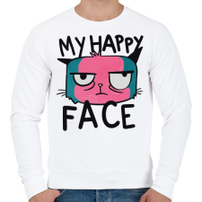 PRINTFASHION A vidám arckifejezésem - macska - Férfi pulóver - Fehér férfi pulóver, kardigán