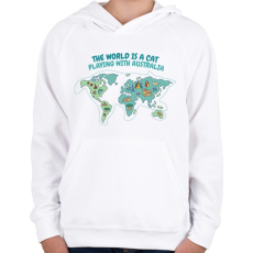 PRINTFASHION A világ egy macska - Gyerek kapucnis pulóver - Fehér