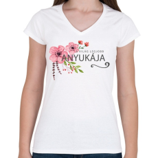 PRINTFASHION A világ legjobb anyukája!  - Női V-nyakú póló - Fehér