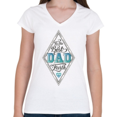 PRINTFASHION A világ legjobb apukájának - Női V-nyakú póló - Fehér