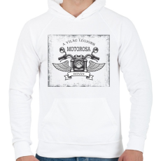 PRINTFASHION A világ legjobb motorosa - Névvel - Férfi kapucnis pulóver - Fehér