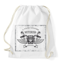 PRINTFASHION A világ legjobb motorosa - Névvel - Sportzsák, Tornazsák - Fehér tornazsák