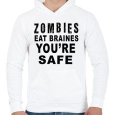 PRINTFASHION A zombik agyat esznek! - Férfi kapucnis pulóver - Fehér