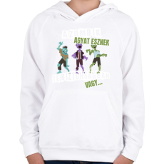 PRINTFASHION A zombik agyat esznek te biztonságban vagy - Gyerek kapucnis pulóver - Fehér