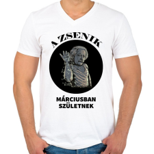 PRINTFASHION A zsenik márciusban születnek - Férfi V-nyakú póló - Fehér férfi póló