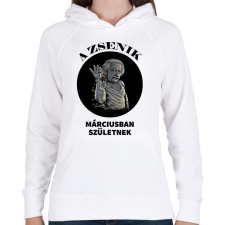 PRINTFASHION A zsenik márciusban születnek - Női kapucnis pulóver - Fehér női pulóver, kardigán