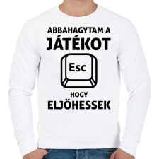 PRINTFASHION Abbahagytam a játékot, hogy eljöhessek - Férfi pulóver - Fehér férfi pulóver, kardigán