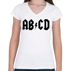 PRINTFASHION ABCD - Női V-nyakú póló - Fehér