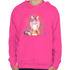 PRINTFASHION abstract cat - Gyerek kapucnis pulóver - Fukszia