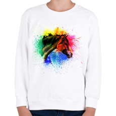 PRINTFASHION absztrakt ló arc - Gyerek pulóver - Fehér
