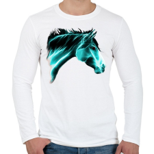 PRINTFASHION absztrakt ló portré - Férfi hosszú ujjú póló - Fehér férfi póló