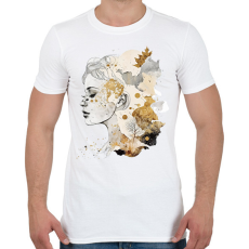 PRINTFASHION Absztrakt minimal női vonalrajz - Férfi póló - Fehér