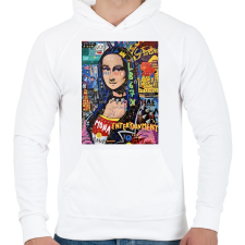 PRINTFASHION Absztrakt Mona - Férfi kapucnis pulóver - Fehér férfi pulóver, kardigán