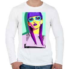 PRINTFASHION Absztrakt_napszemüveges_lány_1 - Férfi hosszú ujjú póló - Fehér