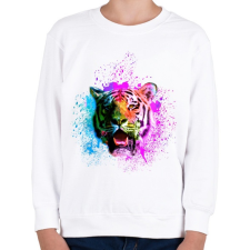 PRINTFASHION absztrakt tigris arc2 - Gyerek pulóver - Fehér gyerek pulóver, kardigán