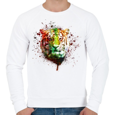 PRINTFASHION absztrakt tigris arc - Férfi pulóver - Fehér
