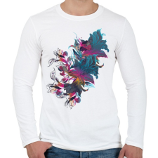 PRINTFASHION Absztrakt virág - Férfi hosszú ujjú póló - Fehér férfi póló