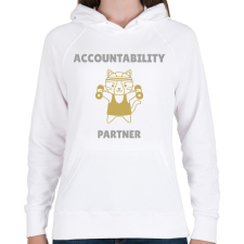 PRINTFASHION Accountability partner- Számonkérő edző társ  - Női kapucnis pulóver - Fehér női pulóver, kardigán
