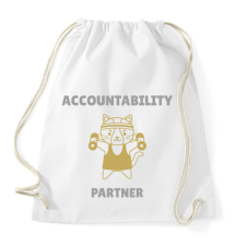 PRINTFASHION Accountability partner- Számonkérő edző társ - Sportzsák, Tornazsák - Fehér tornazsák