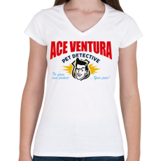 PRINTFASHION Ace Ventura névjegy - Női V-nyakú póló - Fehér