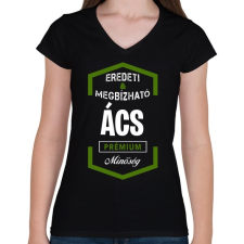 PRINTFASHION Ács prémium minőség - Női V-nyakú póló - Fekete női póló