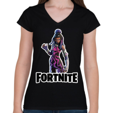 PRINTFASHION Adanna of the deep - fortnite - Női V-nyakú póló - Fekete női póló