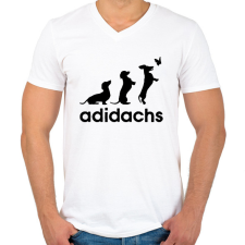 PRINTFASHION Adidachs - Férfi V-nyakú póló - Fehér férfi póló