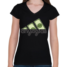 PRINTFASHION adidas anyagias - Női V-nyakú póló - Fekete