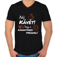 PRINTFASHION Adj kávét! - Férfi V-nyakú póló - Fekete férfi póló