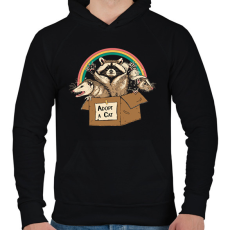 PRINTFASHION Adopt a cat - Férfi kapucnis pulóver - Fekete