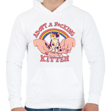 PRINTFASHION Adopt a kitten - Férfi kapucnis pulóver - Fehér férfi pulóver, kardigán