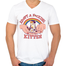 PRINTFASHION Adopt a kitten - Férfi V-nyakú póló - Fehér