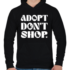 PRINTFASHION Adopt don't shop - Férfi kapucnis pulóver - Fekete