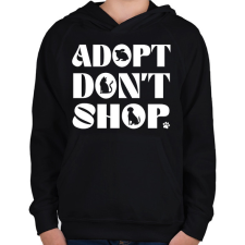 PRINTFASHION Adopt don't shop - Gyerek kapucnis pulóver - Fekete gyerek pulóver, kardigán