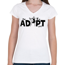 PRINTFASHION Adopt - Örökbefogadás - Női V-nyakú póló - Fehér női póló