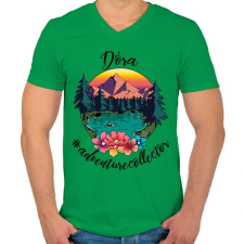 PRINTFASHION #adventurecollector Dóra - Férfi V-nyakú póló - Zöld férfi póló