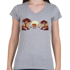 PRINTFASHION Afrika - Női V-nyakú póló - Sport szürke