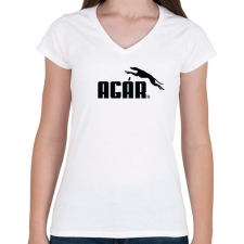 PRINTFASHION Agár / greyhound logó (fekete) - Női V-nyakú póló - Fehér női póló