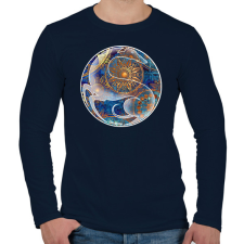 PRINTFASHION Agár kör motívumban - Férfi hosszú ujjú póló - Sötétkék férfi póló