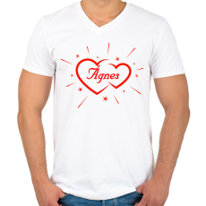 PRINTFASHION Ágnes - Férfi V-nyakú póló - Fehér