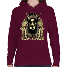 PRINTFASHION Agresszív - Női kapucnis pulóver - Bordó