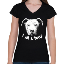 PRINTFASHION Agresszív pitbull - Női V-nyakú póló - Fekete női póló