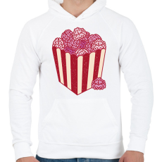 PRINTFASHION Agy popcorn - Férfi kapucnis pulóver - Fehér