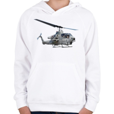 PRINTFASHION AH-1 Cobra - Gyerek kapucnis pulóver - Fehér gyerek pulóver, kardigán