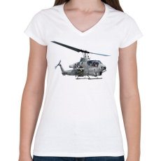 PRINTFASHION AH-1 Cobra - Női V-nyakú póló - Fehér