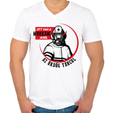 PRINTFASHION Ahol az ördög táncol - Férfi V-nyakú póló - Fehér