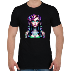 PRINTFASHION AI_Android_Tetovált_Lány_1 - Férfi póló - Fekete