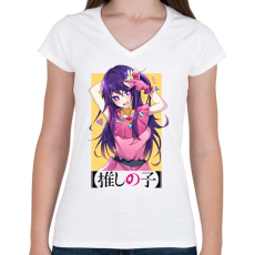PRINTFASHION Ai Hoshino - Női V-nyakú póló - Fehér