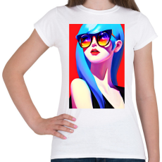 PRINTFASHION AI_Napszemüveges_Lány_2 - Női póló - Fehér